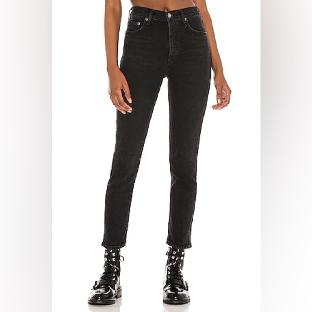 Agolde Nico High Rise Slim Jeans in Compilation Black Size 31